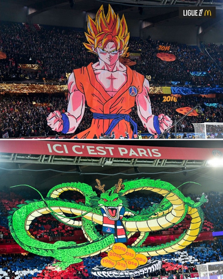 逝世一周年，法甲官推曬昔日巴黎主場(chǎng)龍珠TIFO：鳥山明經(jīng)典永存