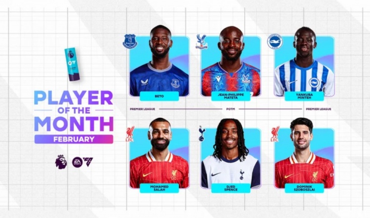 英超2月最佳候選：貝托、馬特塔、明特、薩拉赫、斯賓塞、索博