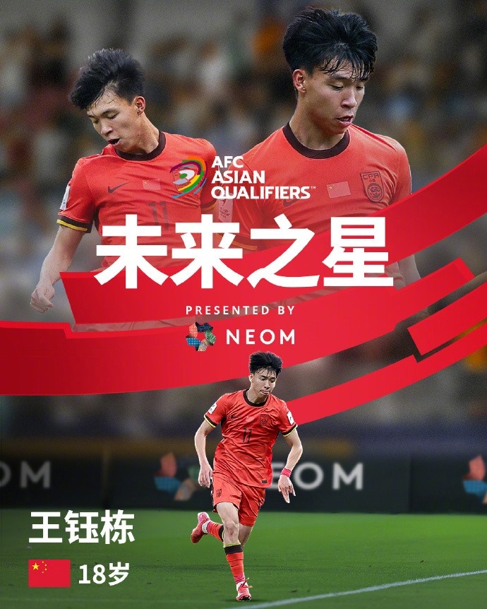 亞洲杯官方社媒發(fā)布王鈺棟個(gè)人海報(bào)：青年軍的旗幟，飄揚(yáng)在前哨