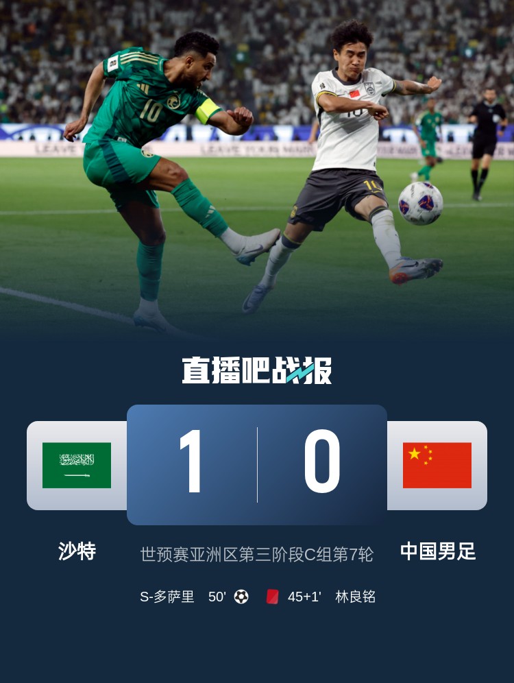1-0小勝國足終結沙特在18強賽191天的進球荒，上次進球也是戰(zhàn)國足